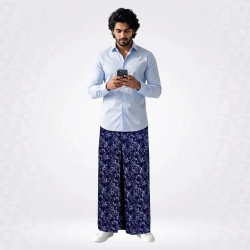 999-DNA-Darck Navy & White Print Denim Lungie